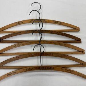 Vintage Dry Cleaner Wooden Hangers Set - Brown